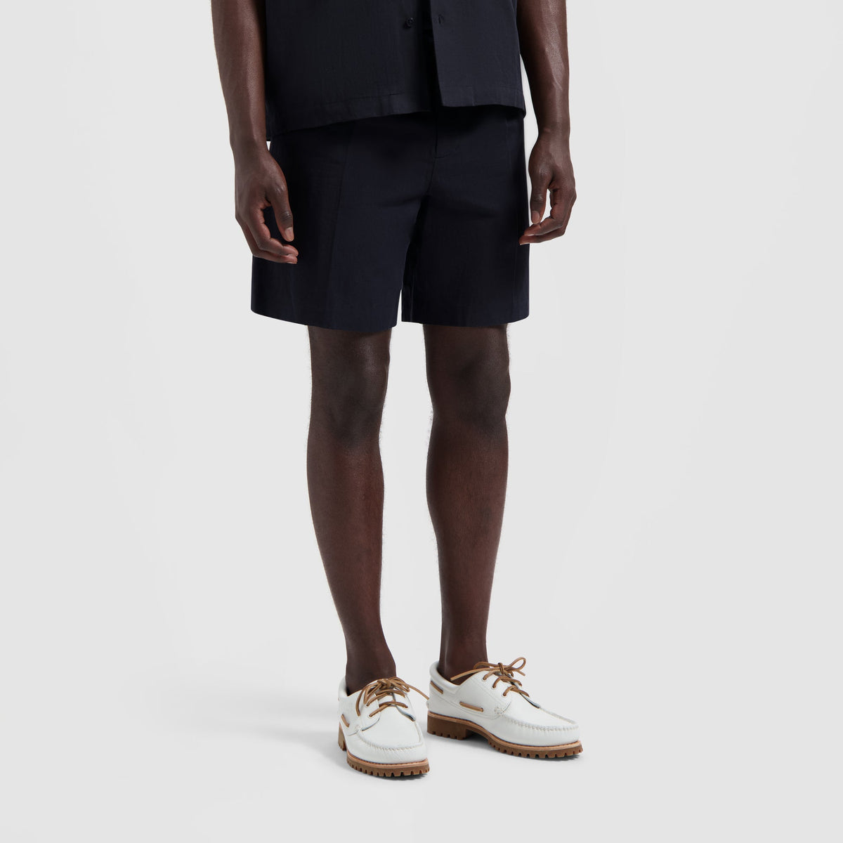 COTTON LINEN SHORTS | NAVY