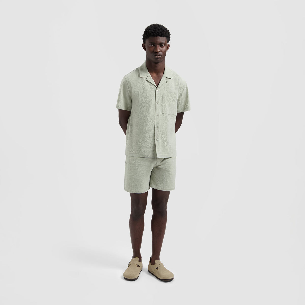 FINE CHECK SHORTS | LIGHT SAGE