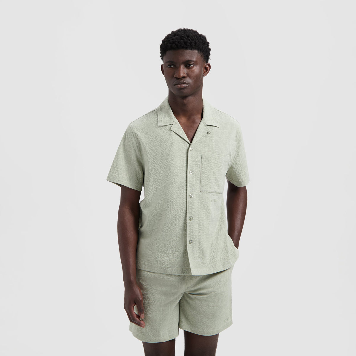 FINE CHECK CAMP SHIRT | LIGHT SAGE