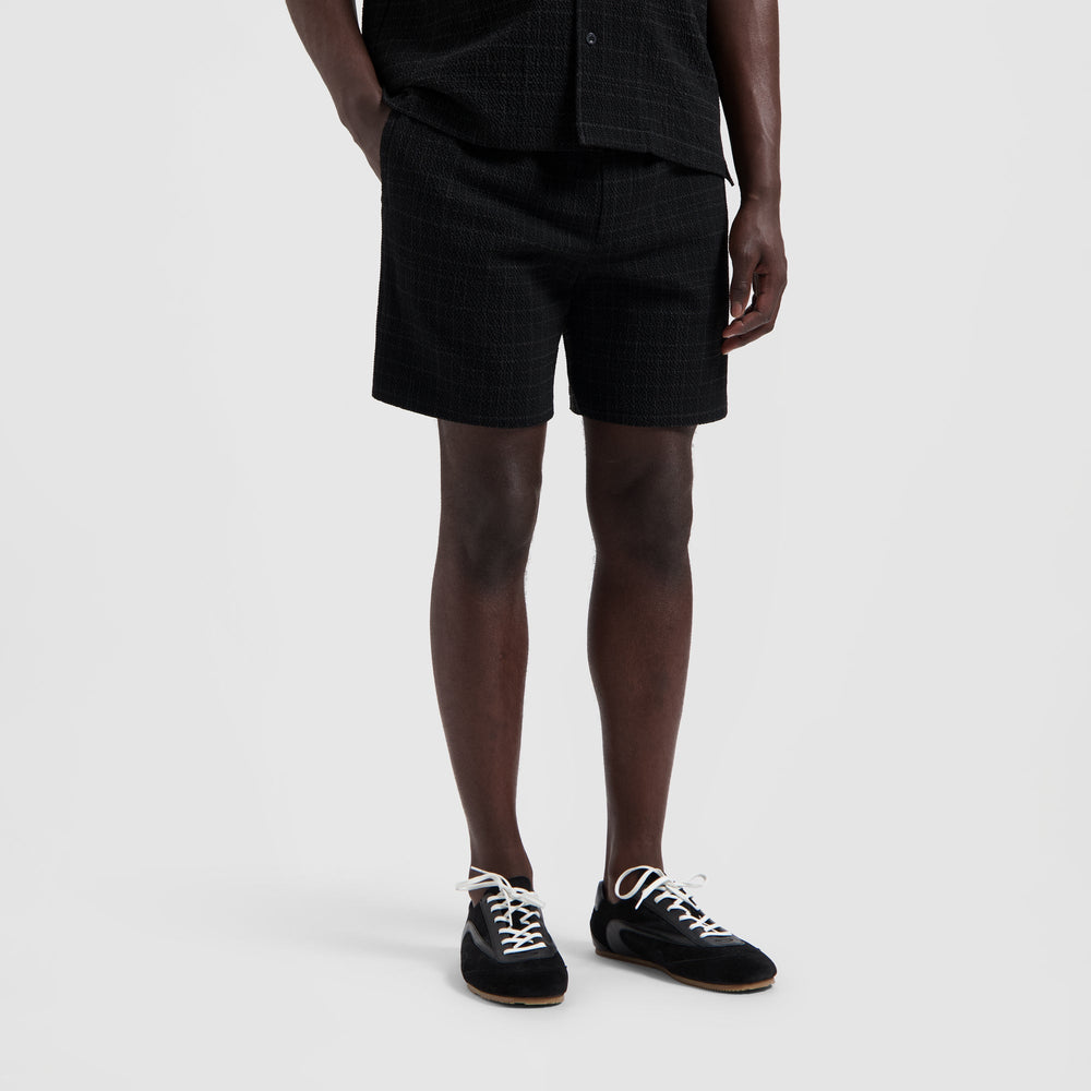 FINE CHECK SHORTS | BLACK