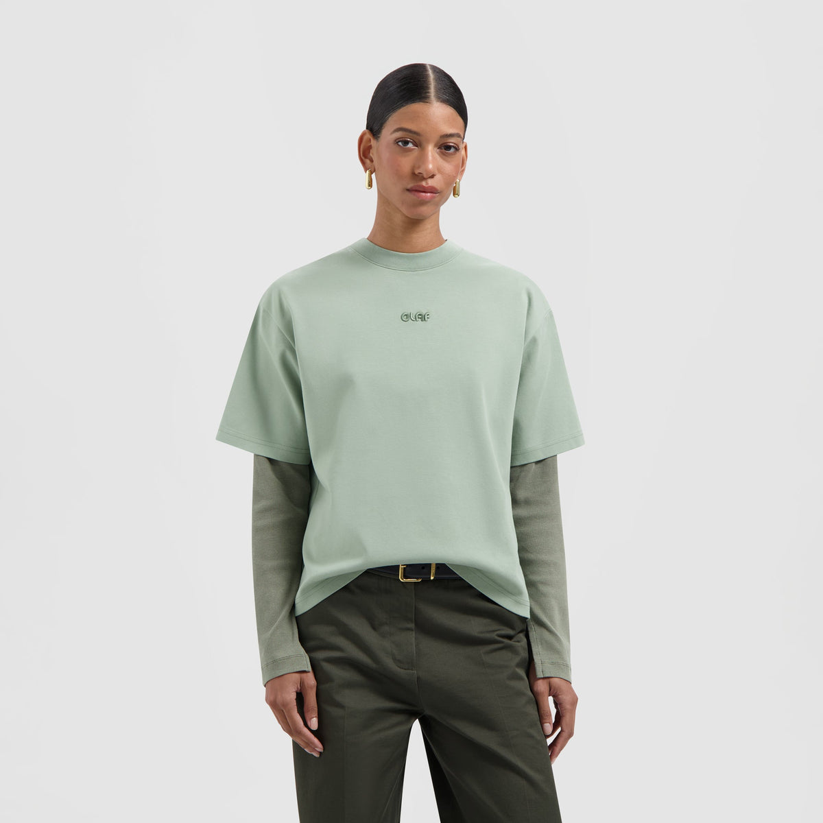 RETRO LOGO BOXY TEE | GREEN MILIEU