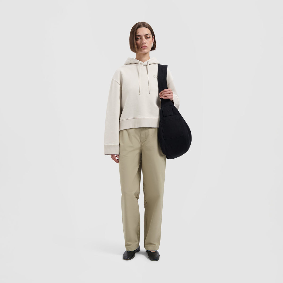 RETRO APPLIQUE HOODIE | CEMENT