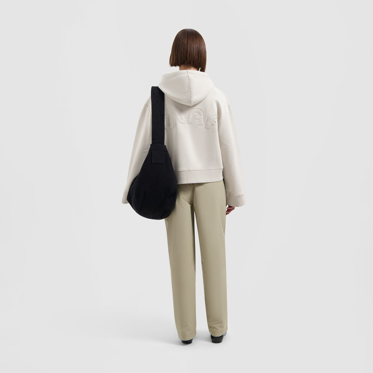 RETRO APPLIQUE HOODIE | CEMENT