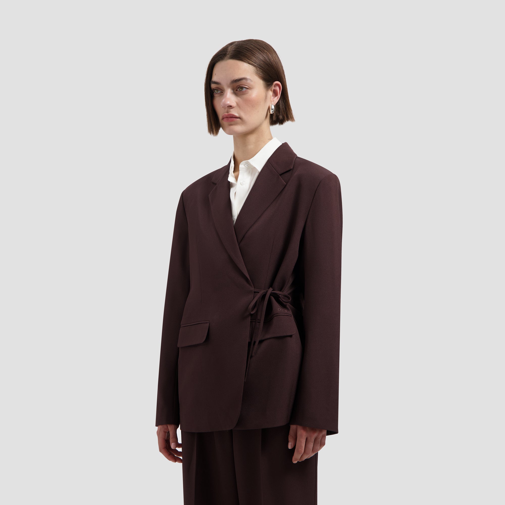 Tie Detail Tailored Blazer - Hot Fudge