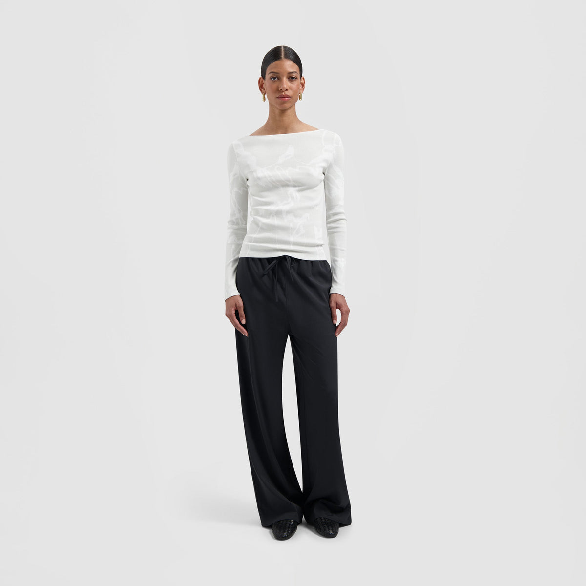 AOP BOAT NECK TOP | CEMENT
