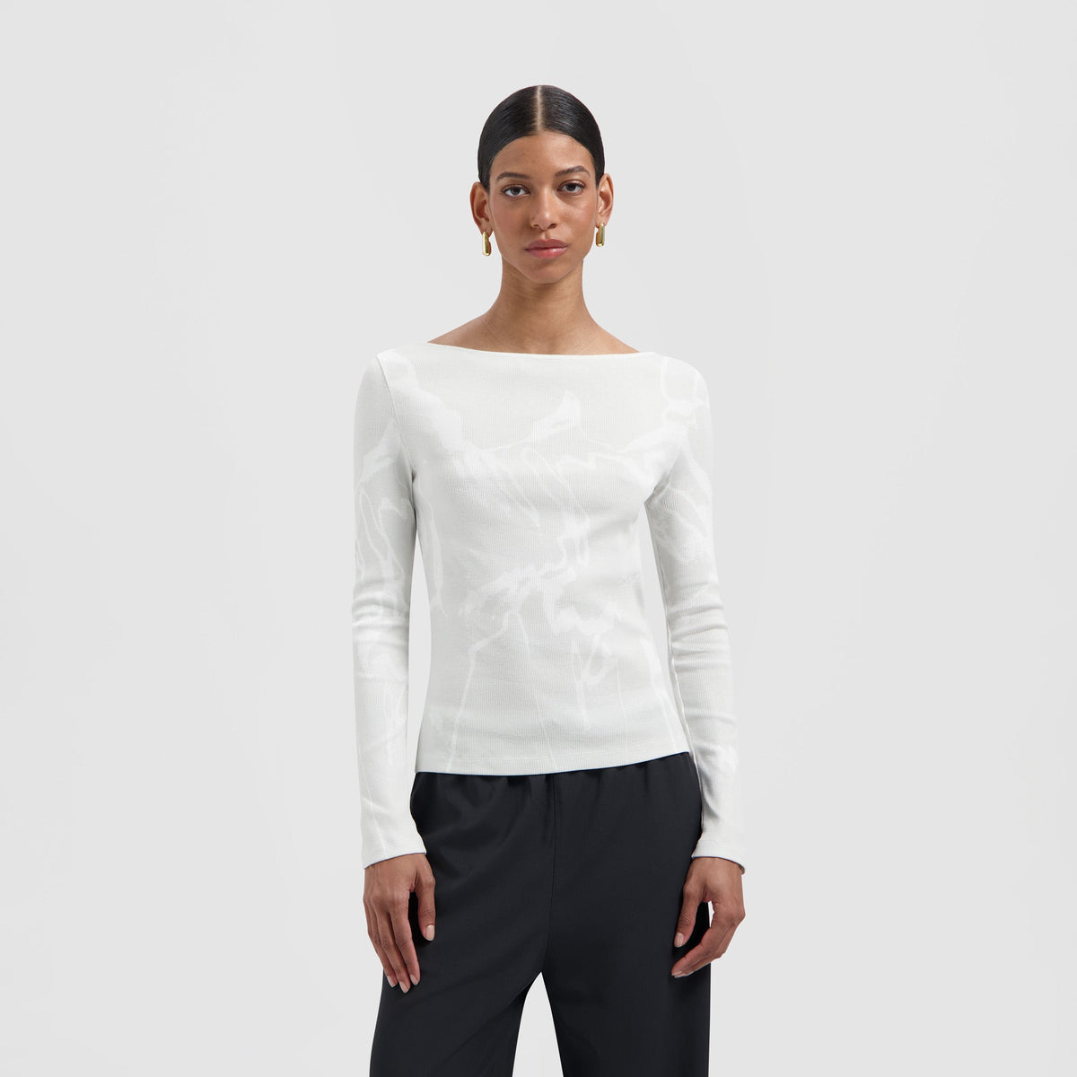 AOP BOAT NECK TOP | CEMENT
