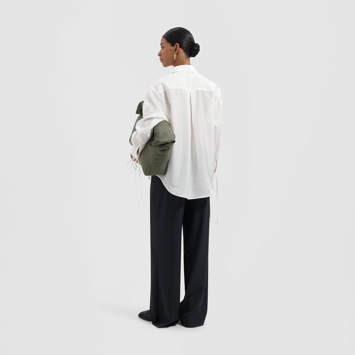 SEMI-SHEER TIE DETAIL SHIRT | OFF WHITE