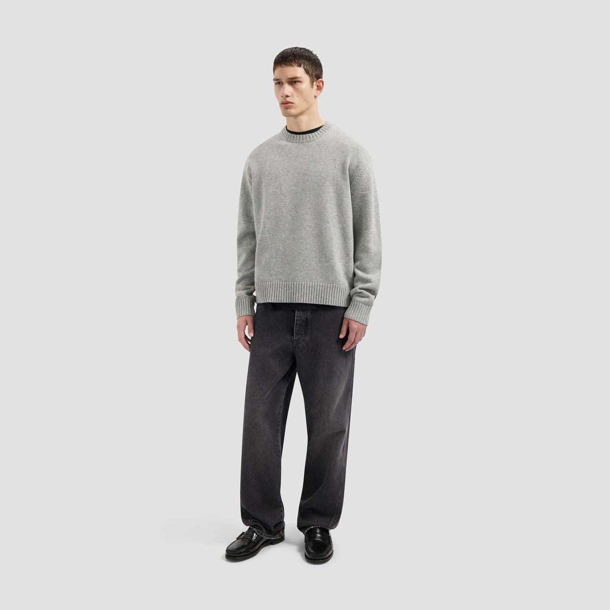 ESSENTIAL KNITTED CREWNECK | HEATHER GREY