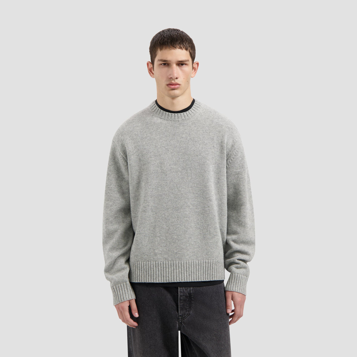 ESSENTIAL KNITTED CREWNECK | HEATHER GREY