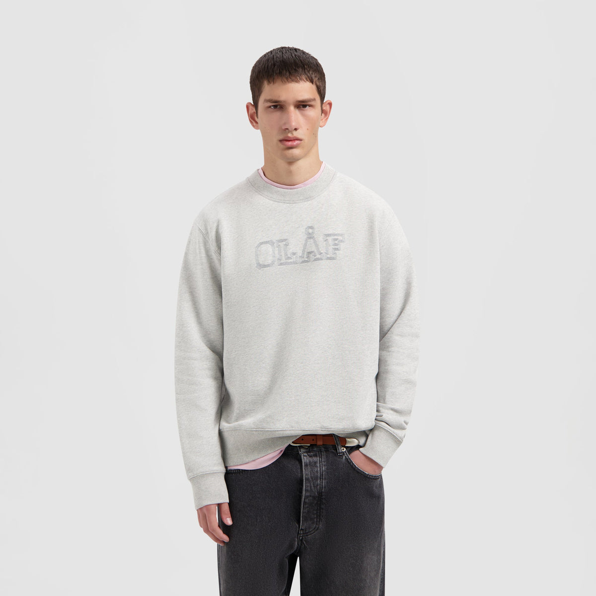 STITCHED VARSITY CREWNECK | HEATHER GREY