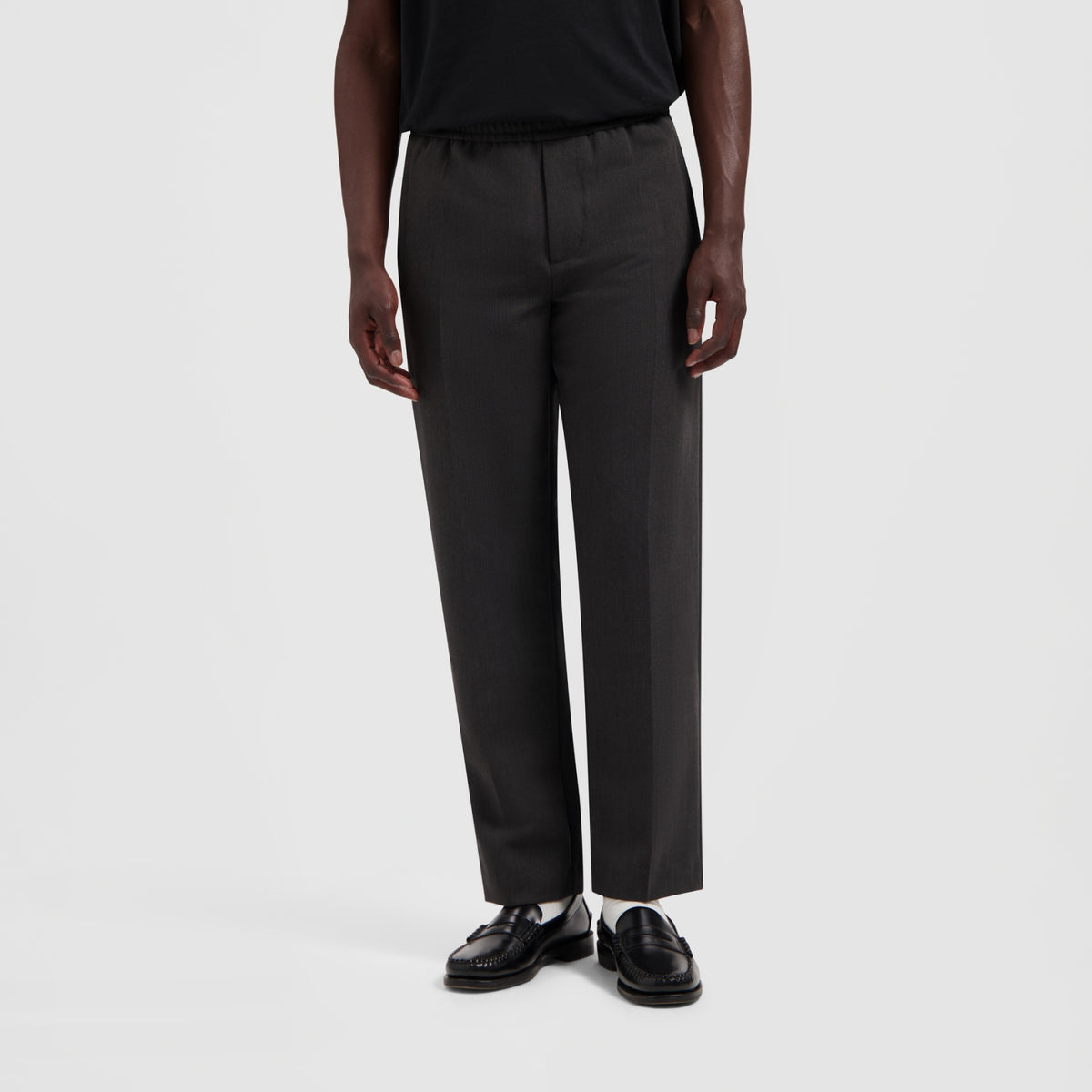TAILORED SLIM ELASTICATED PANTS | BLACK