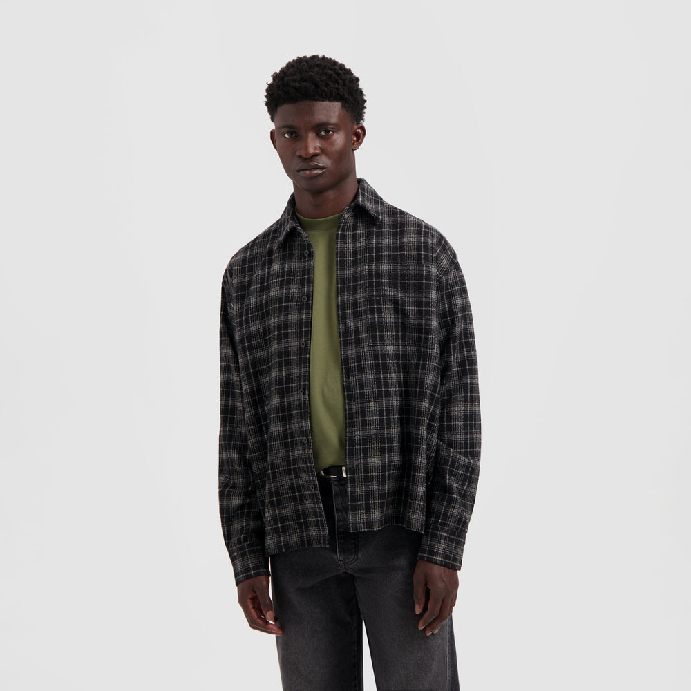 PLAID BOXY SHIRT | CHARCOAL