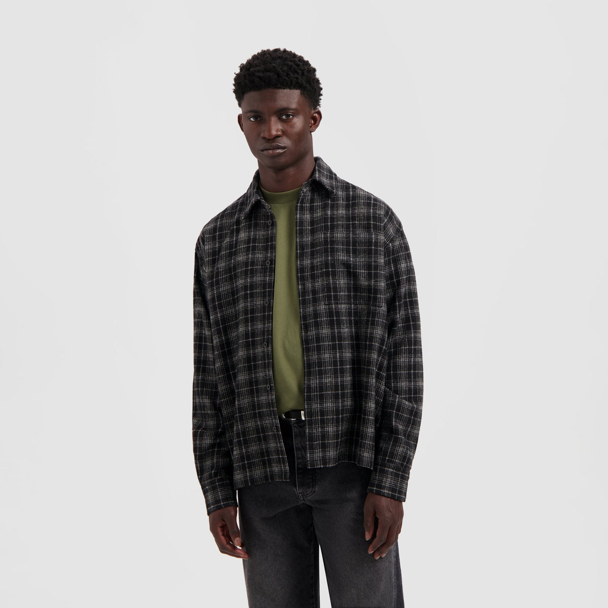 PLAID BOXY SHIRT | CHARCOAL