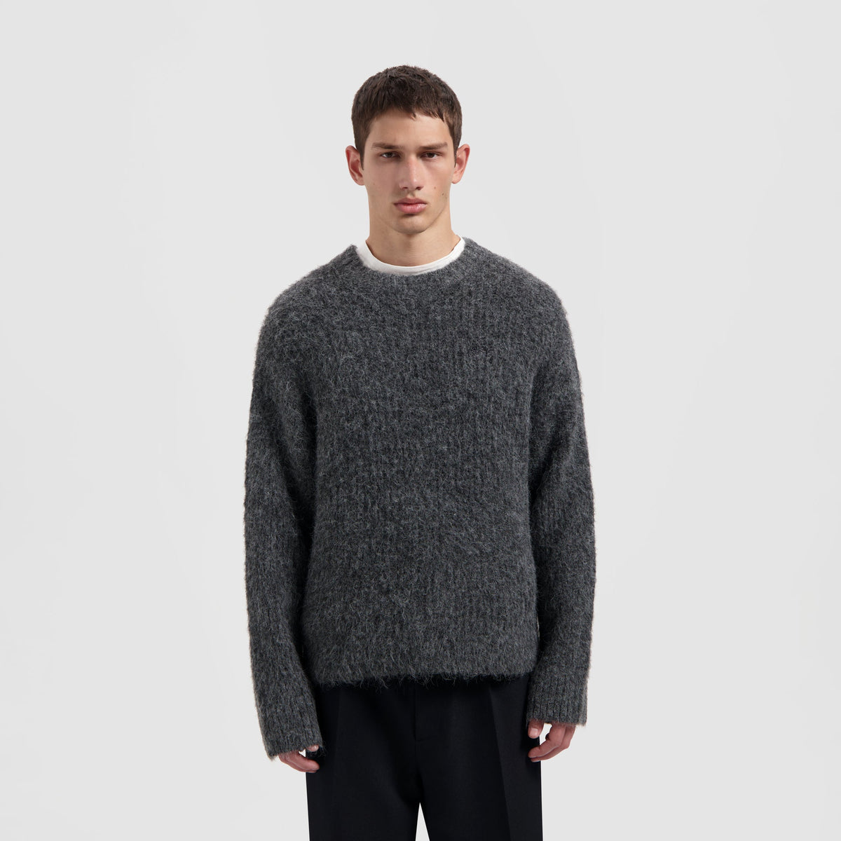 HAIRY KNITTED CREWNECK | CHARCOAL