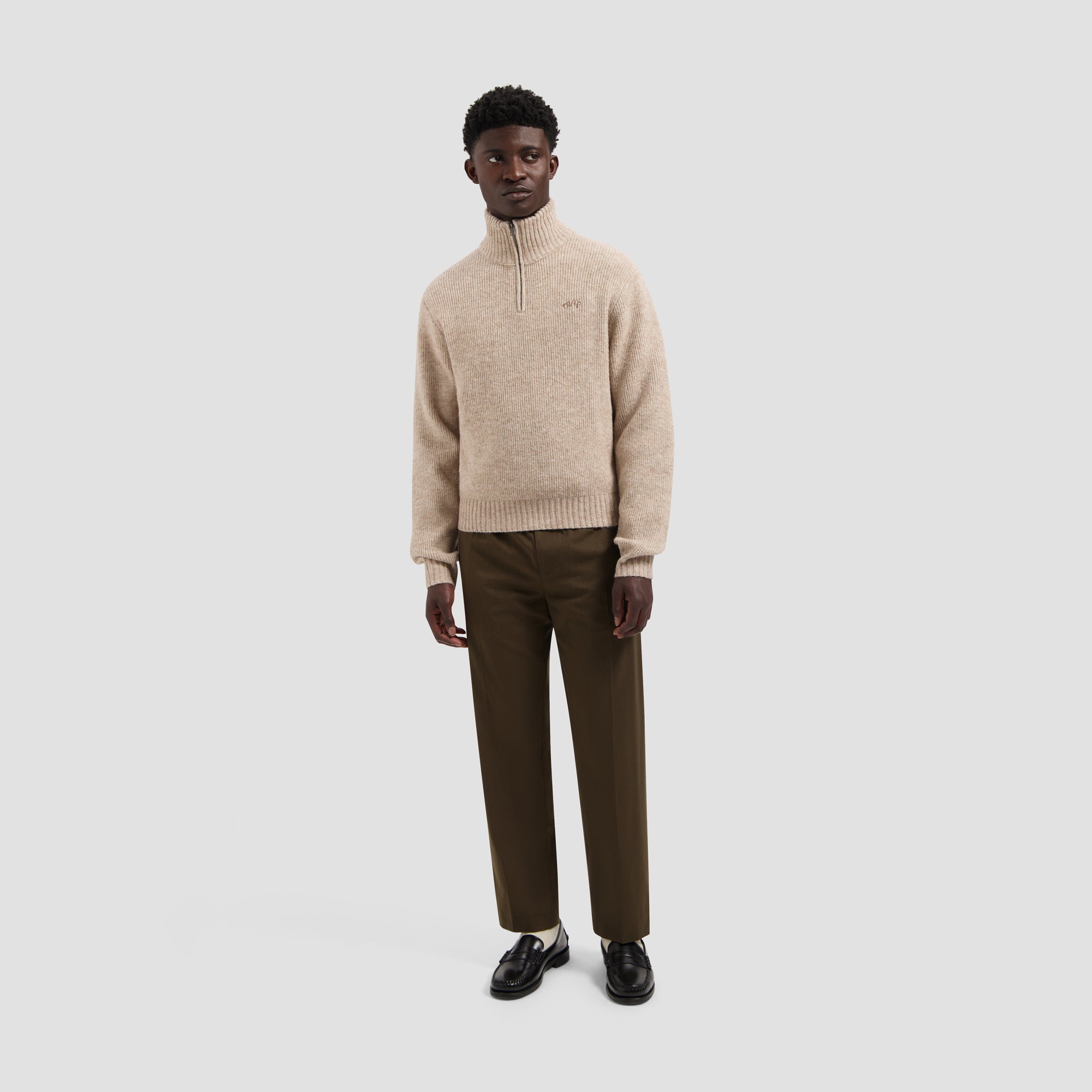 ØLÅF SIGNATURE KNITTED ZIP MOCK - HEMP – OLAF
