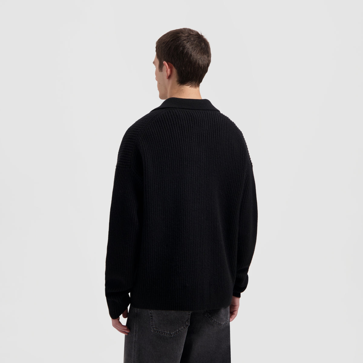 KNITTED ZIP CARDIGAN | BLACK
