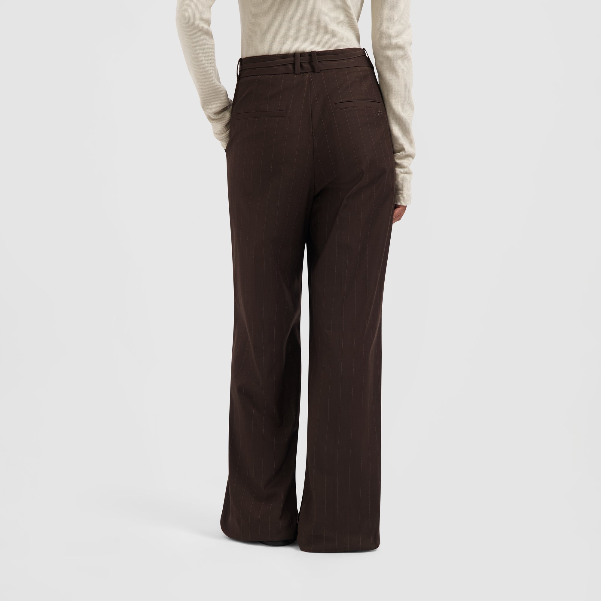 Pinstripe Tailored Trousers - Hot Fudge
