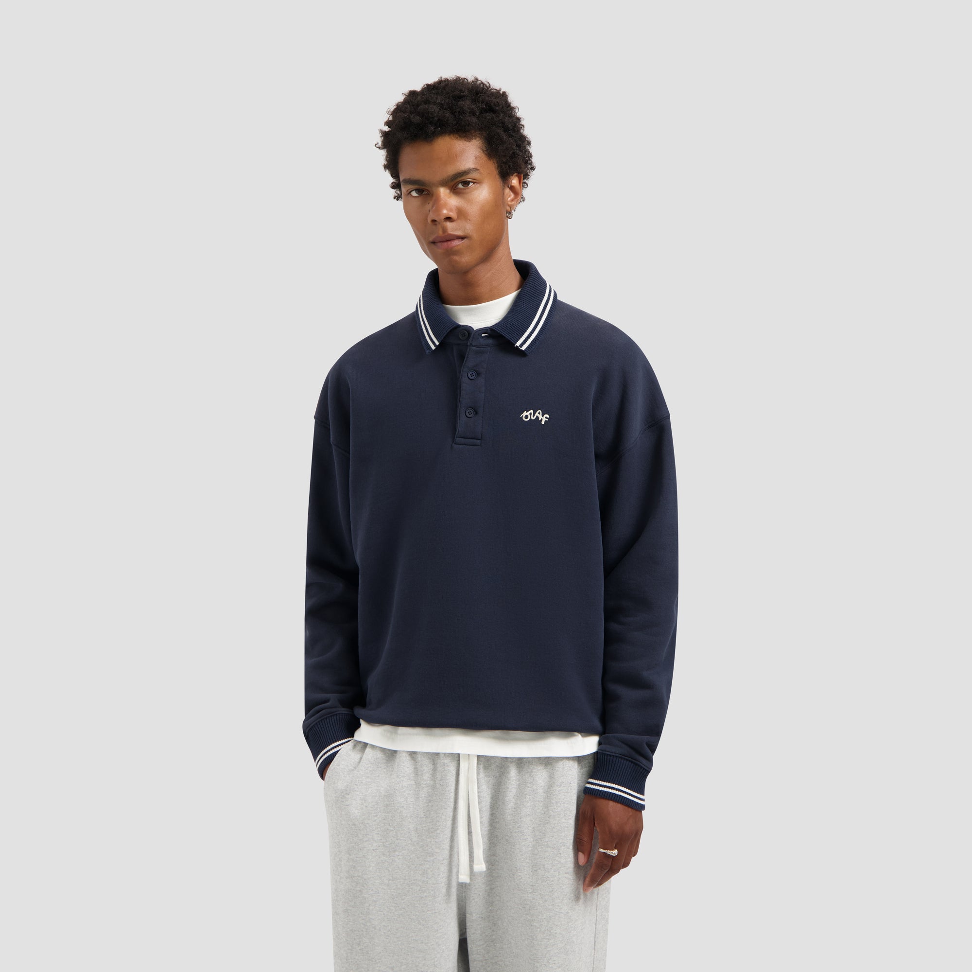 Tipping Detail Oversized Polo - Navy