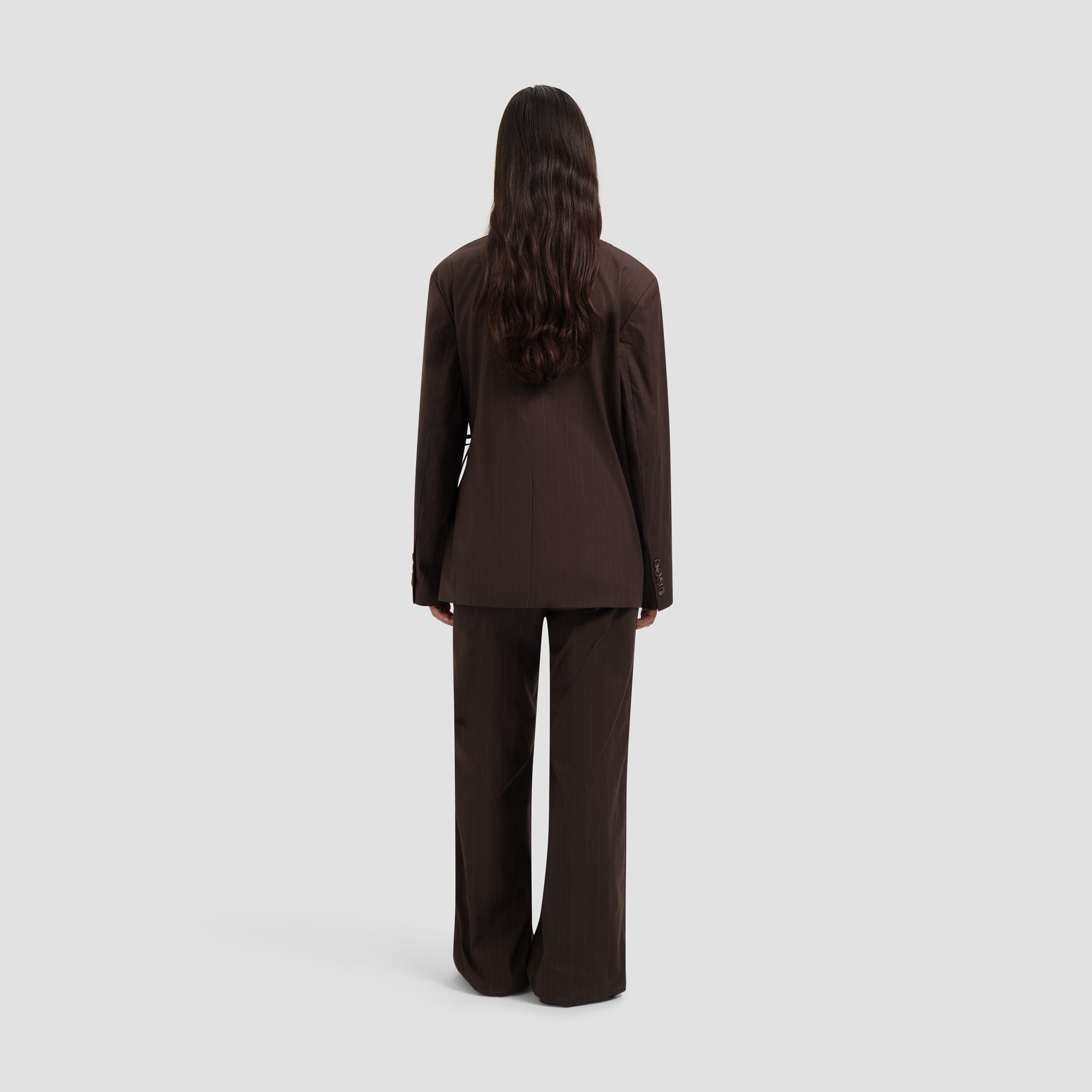 Pinstripe Tie Detail Blazer - Hot Fudge
