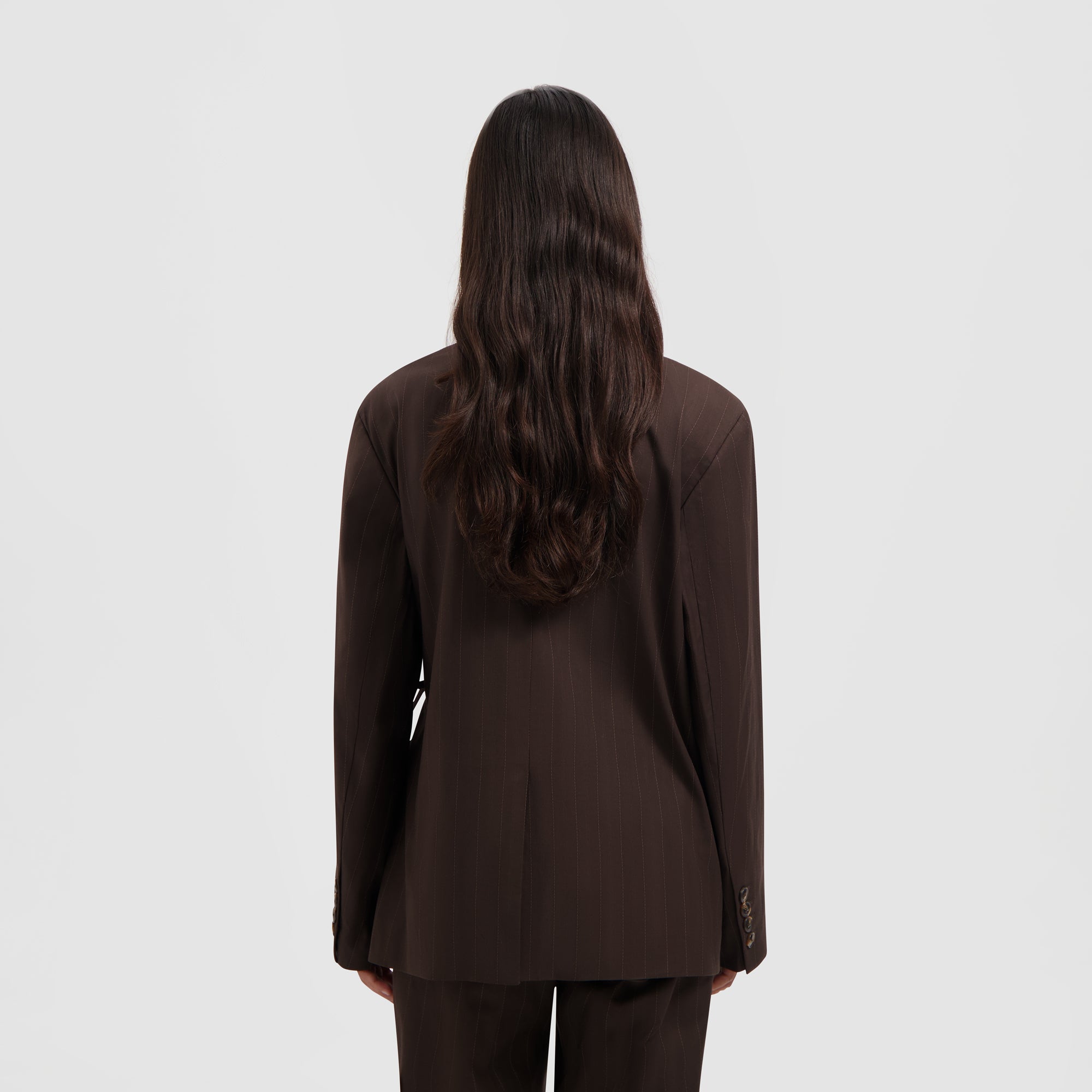 Pinstripe Tie Detail Blazer - Hot Fudge