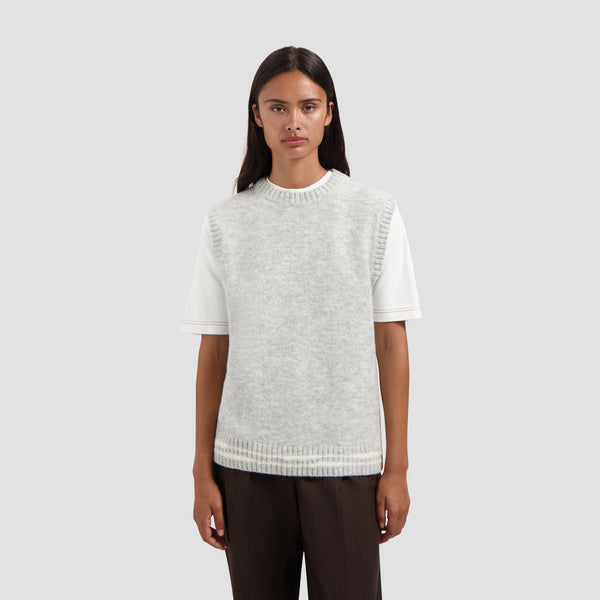 Crafted Detail Knit Vest - Heather Grey