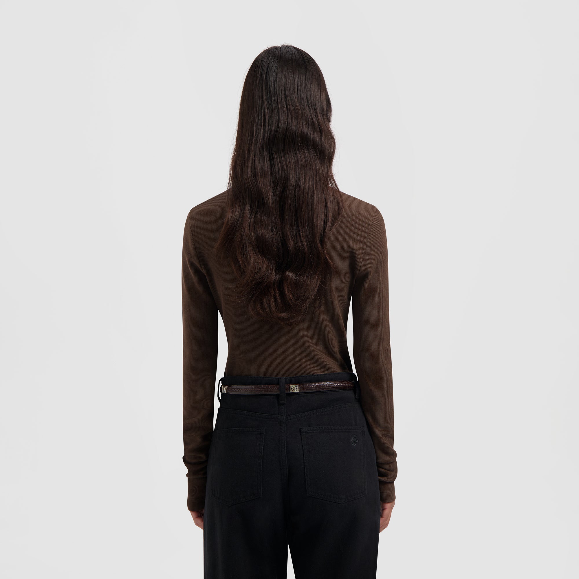 Waffle Top Long Sleeve - Hot Fudge