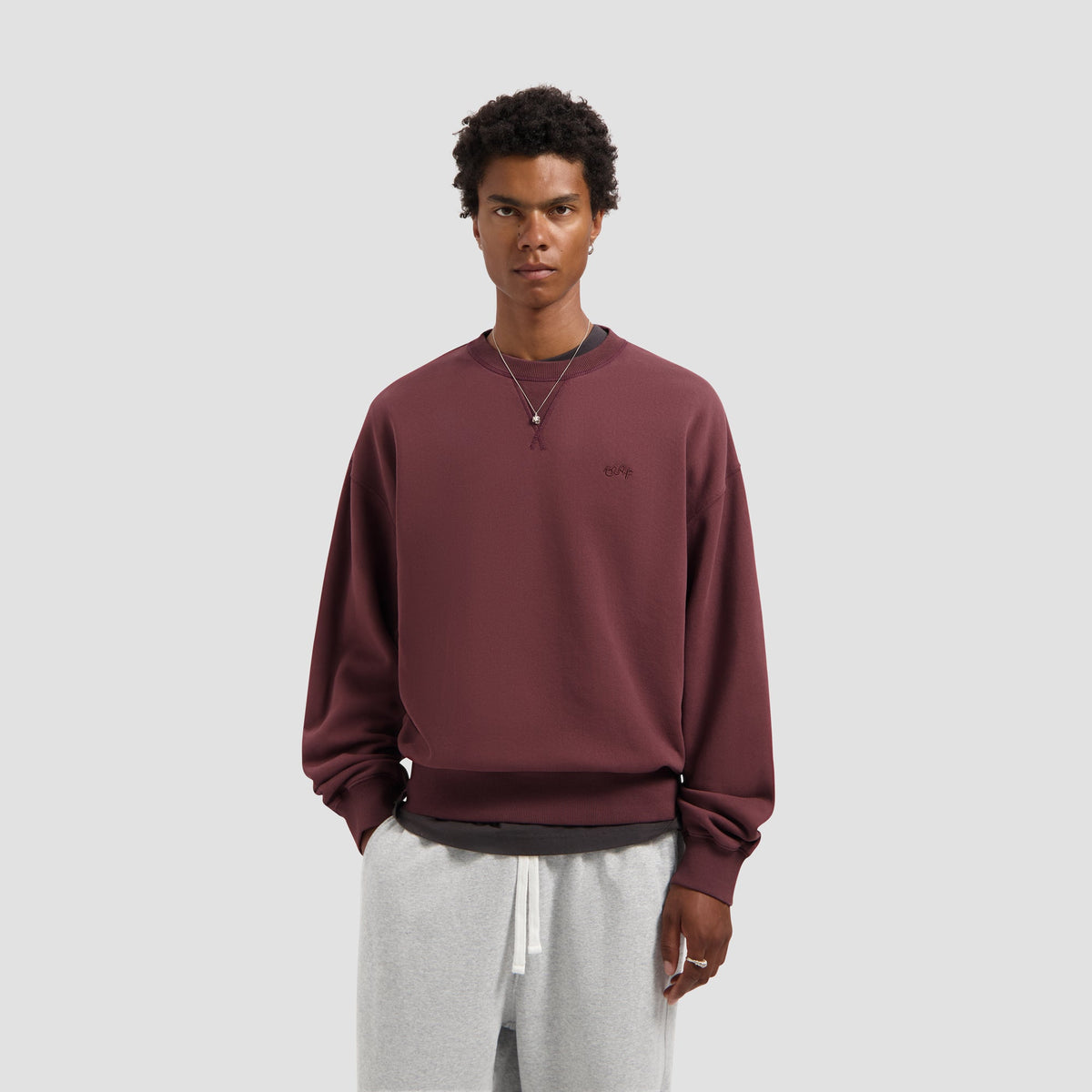 WASHED SIGNATURE BOXY CREWNECK | RUM RAISIN