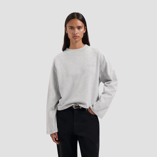 Contrast Retro Logo Crewneck - Heather Grey