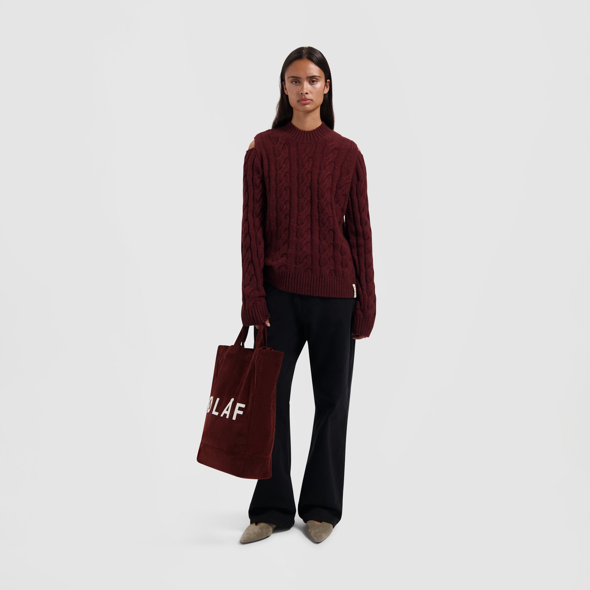Cable Crewneck Knit - Rum Raisin