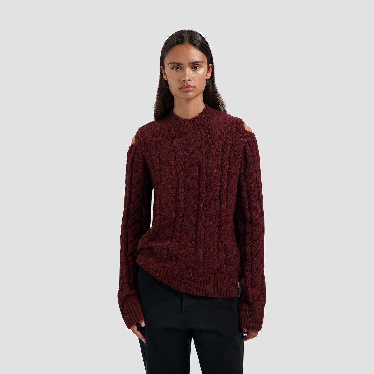 CABLE CREWNECK KNIT | RUM RAISIN