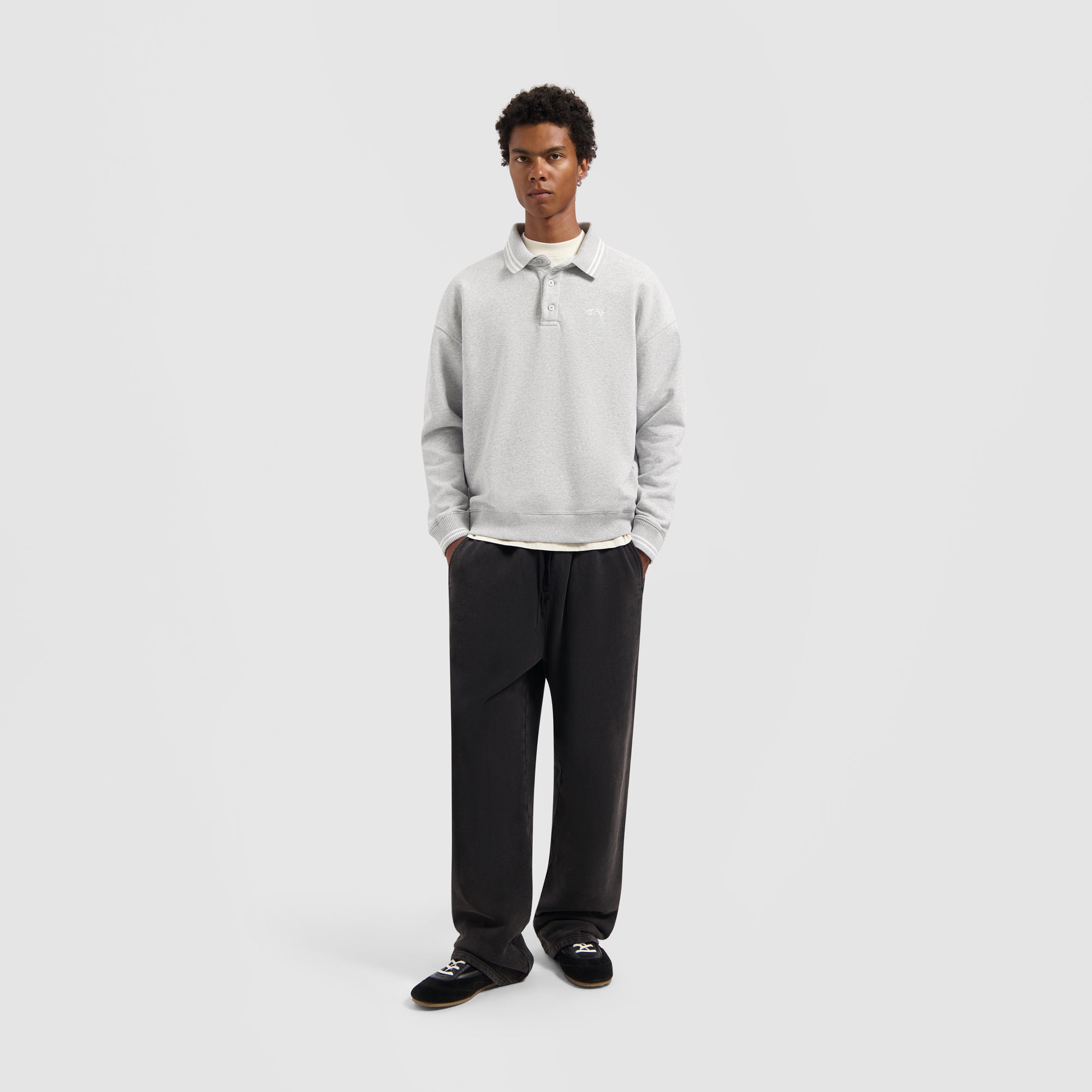 Tipping Detail Oversized Polo - Heather Grey