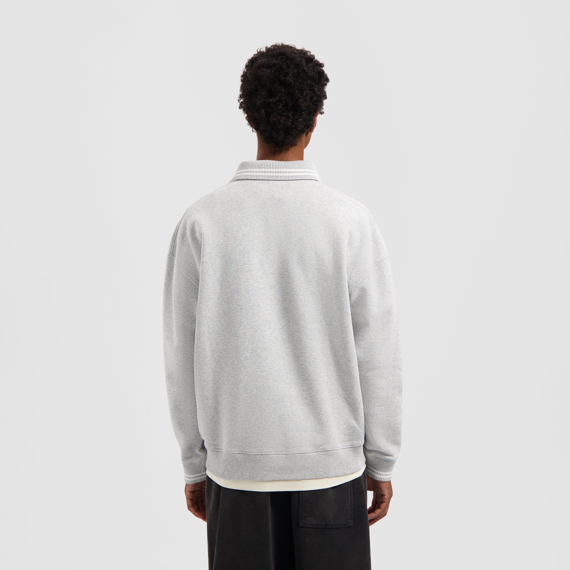 Tipping Detail Oversized Polo - Heather Grey