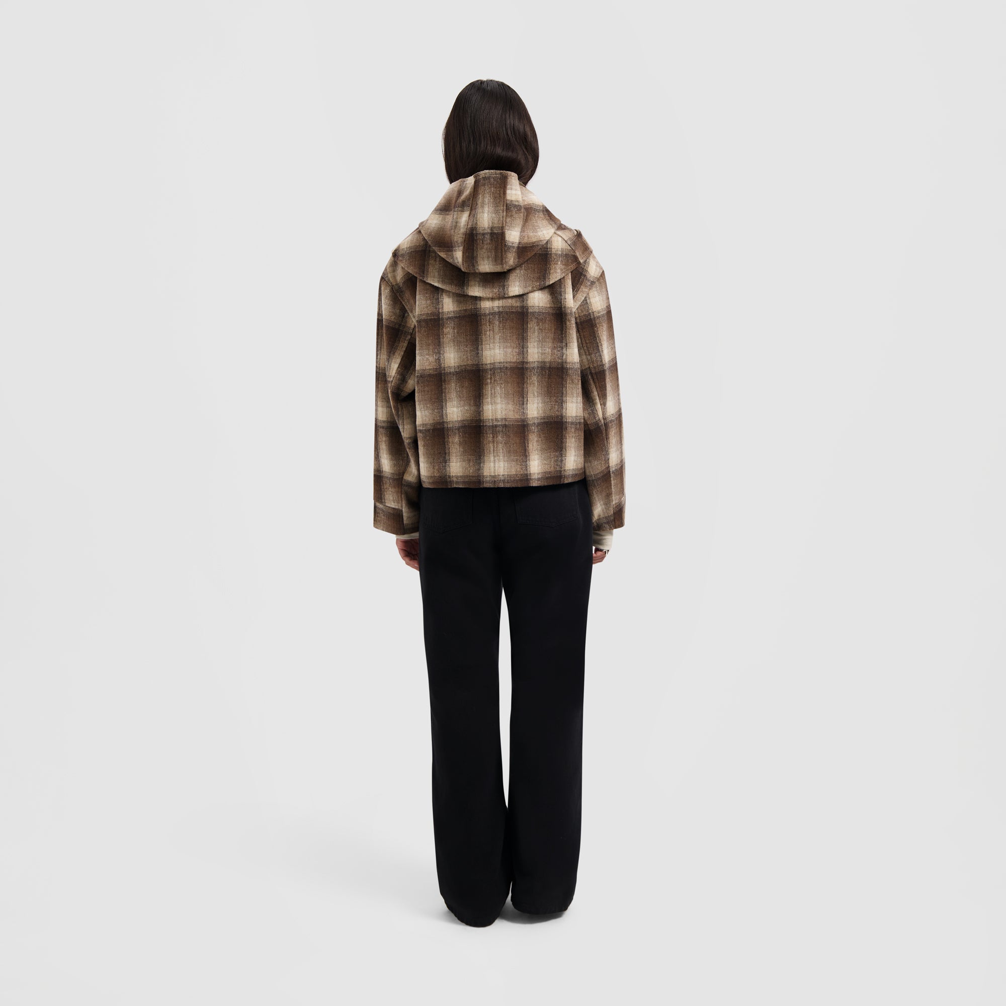 Checked Cropped Jacket - Check