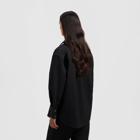 Textured Drapey Shirt - Black