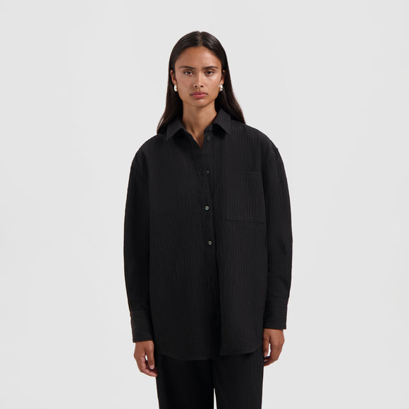 Textured Drapey Shirt - Black