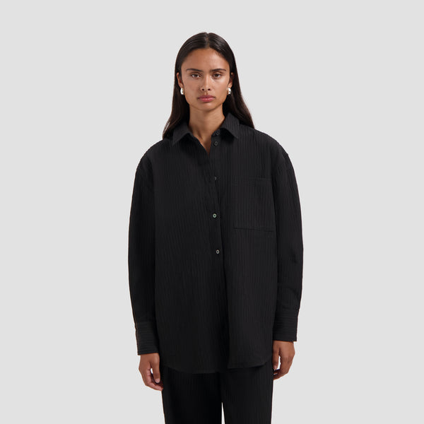 Textured Drapey Shirt - Black