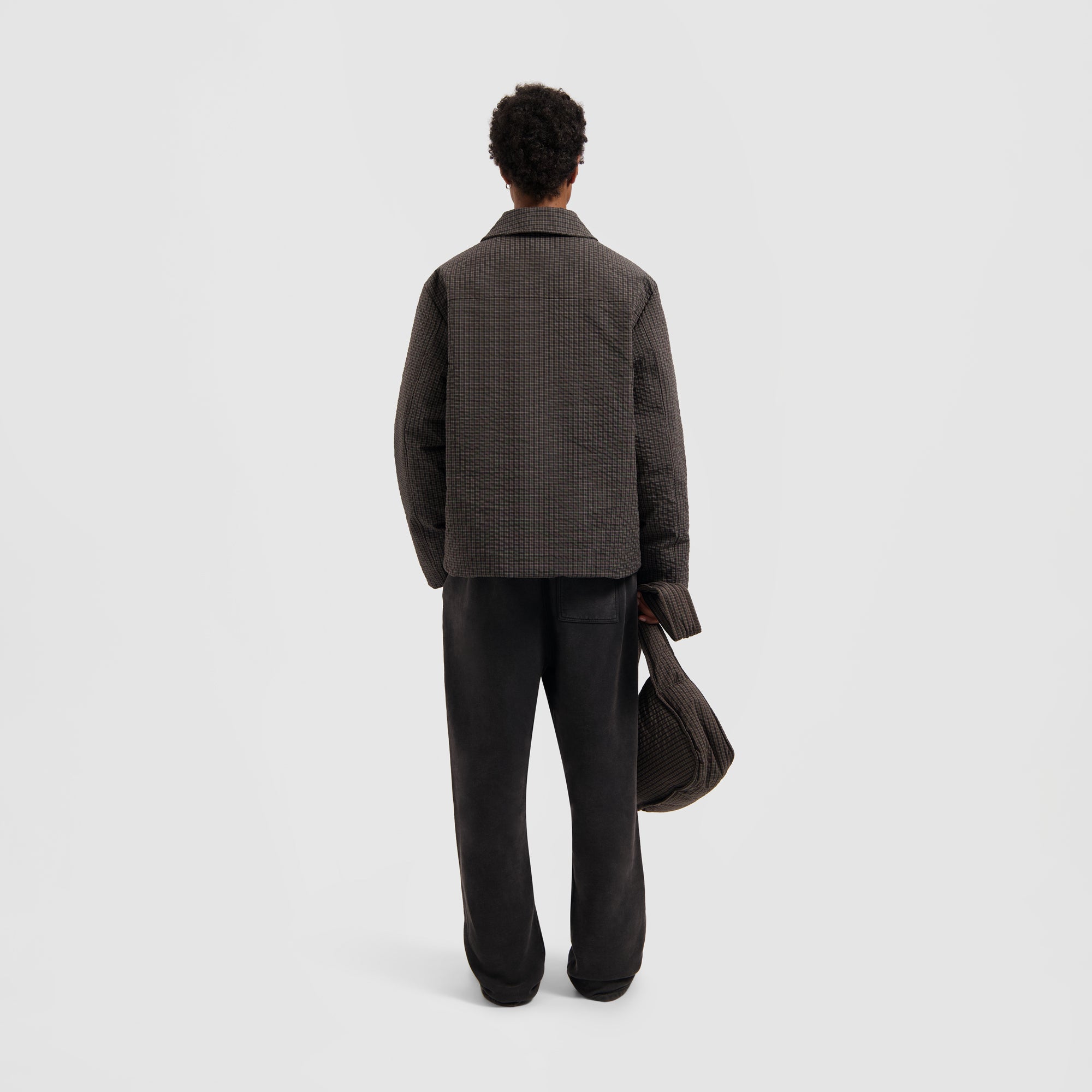 Checked Padded Coach Jacket - Hot Fudge