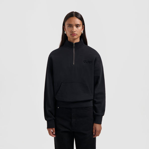 Retro Logo Half Zip Sweat - Black