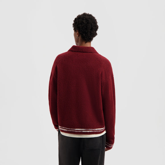 Crafted Detail Knitted Polo - Rum Raisin