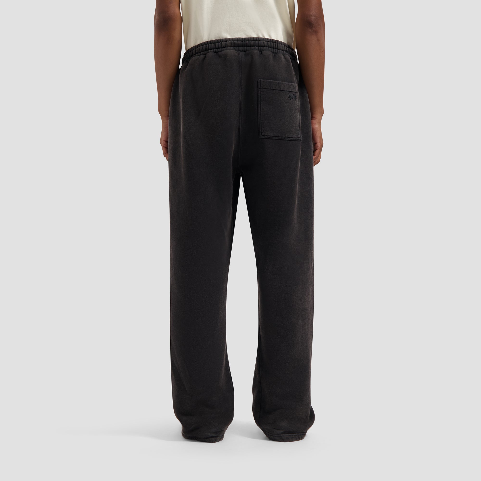 Washed Signature Straight Leg Sweat Pant - Charcoal
