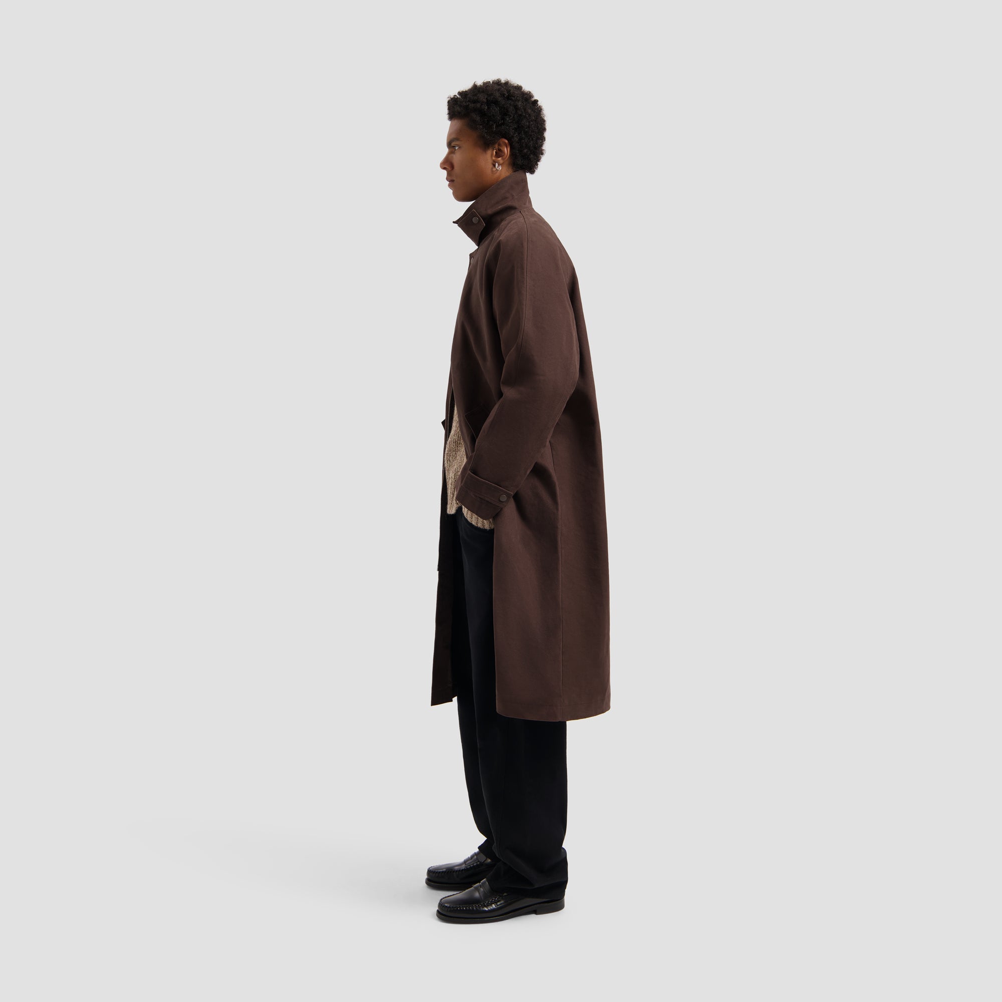 Washed Canvas Overcoat - Hot Fudge