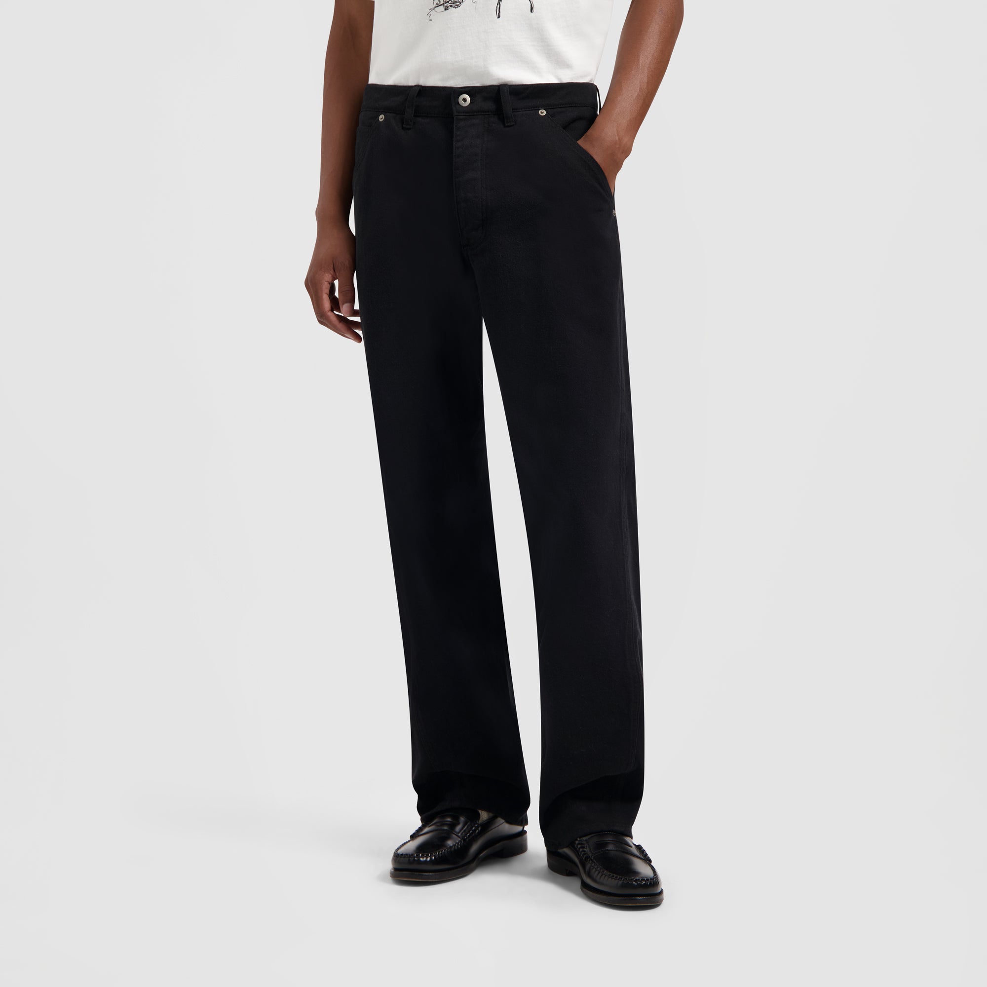 Brushed Twill Denim Pant - Black