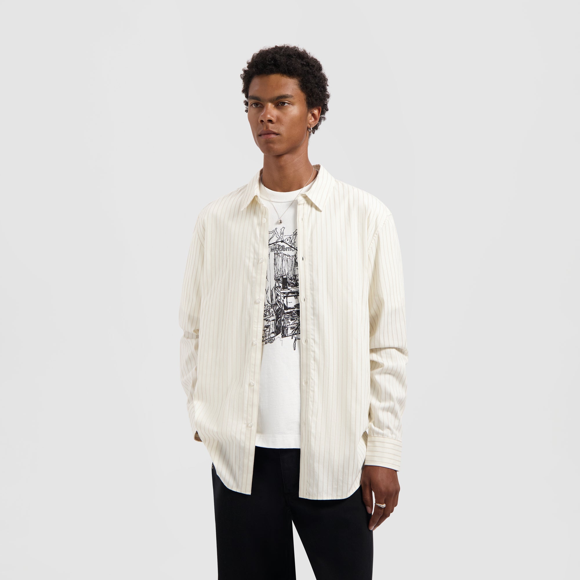 Stitched Striped Relaxed Shirt