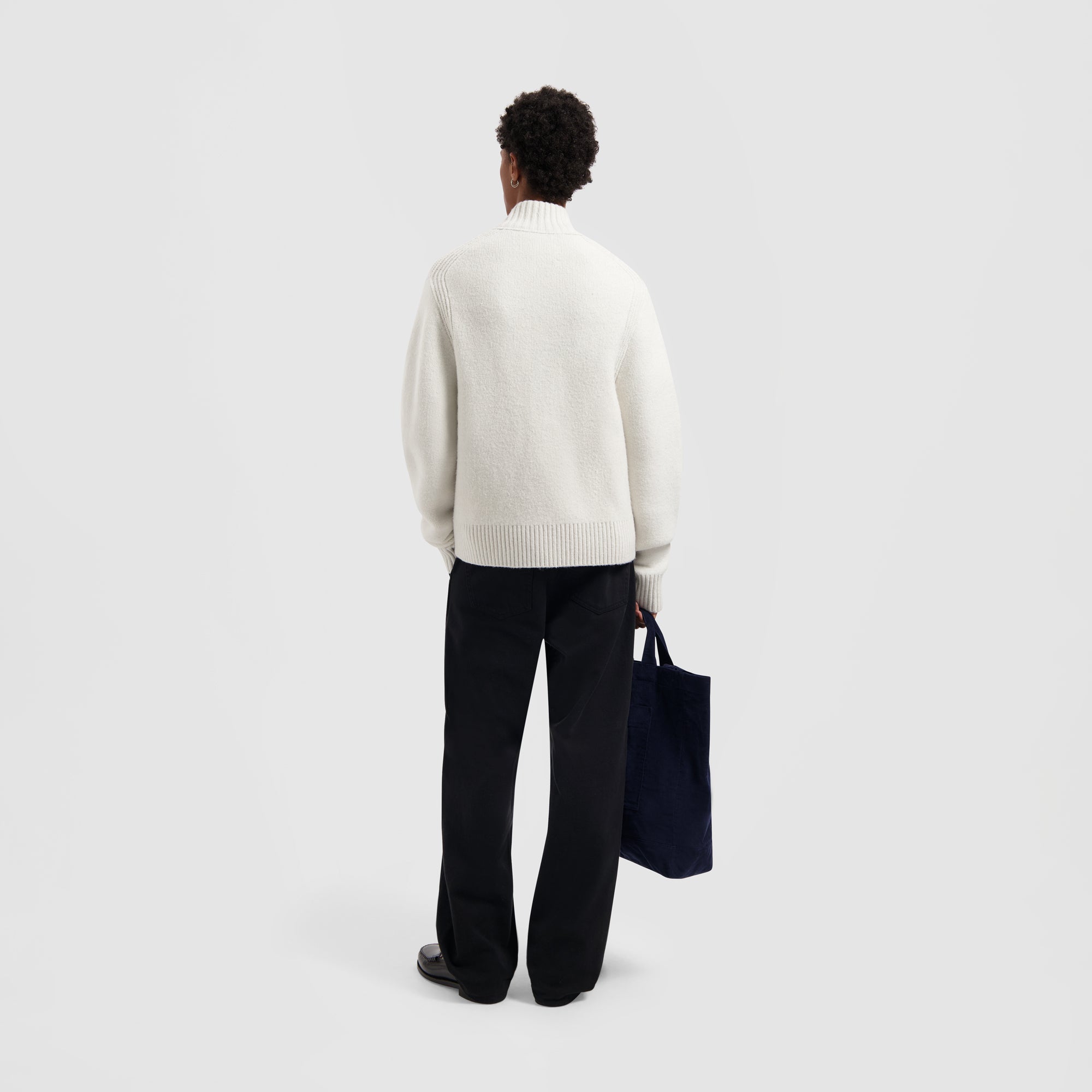 Zip Knitted Mock Neck