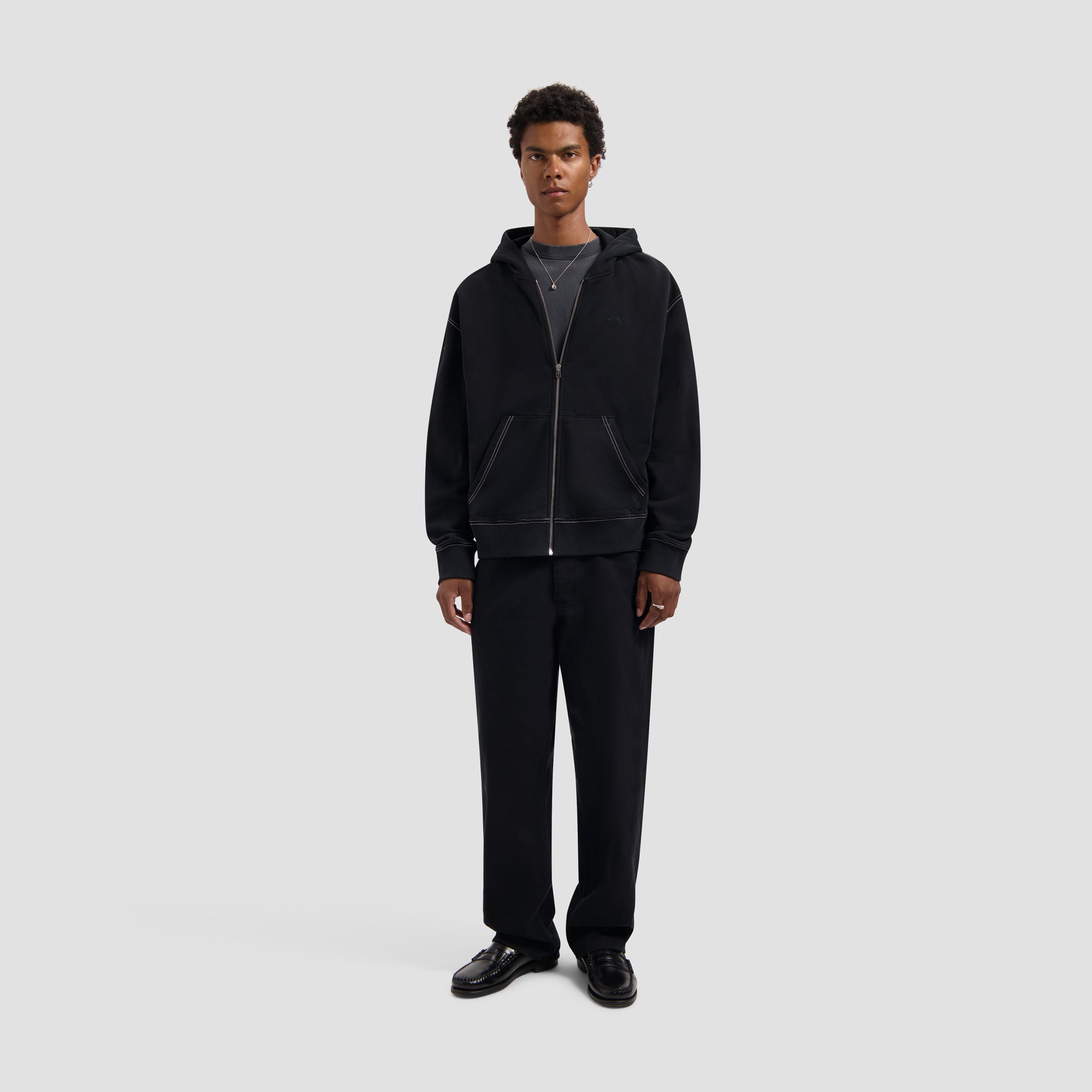Contrast Signature Zip Hoodie - Black – OLAF