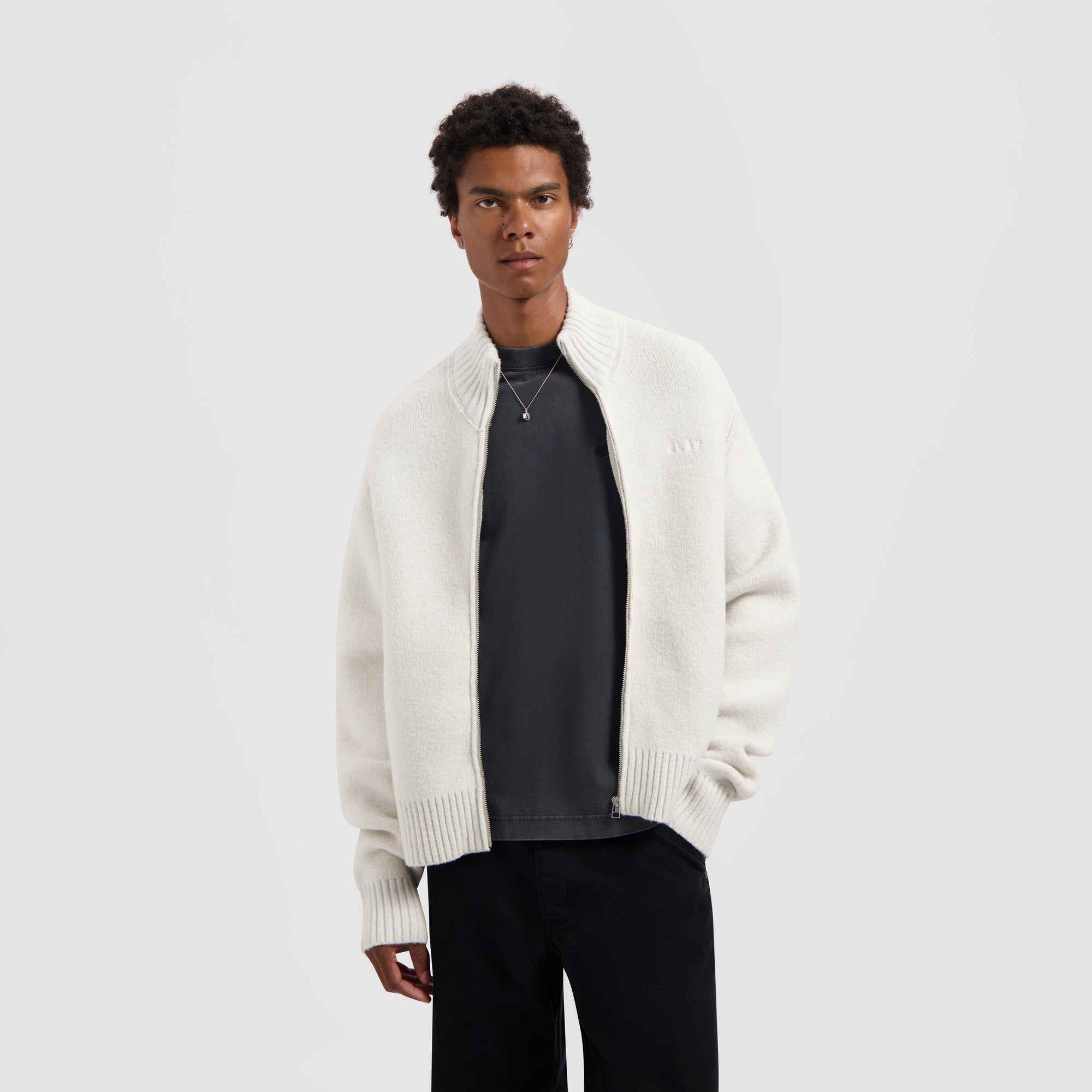Zip Knitted Mock Neck