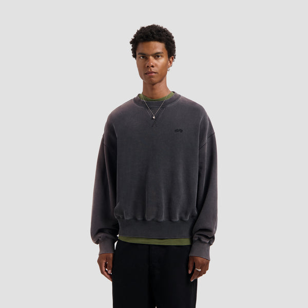 Washed Signature Boxy Crewneck - Charcoal
