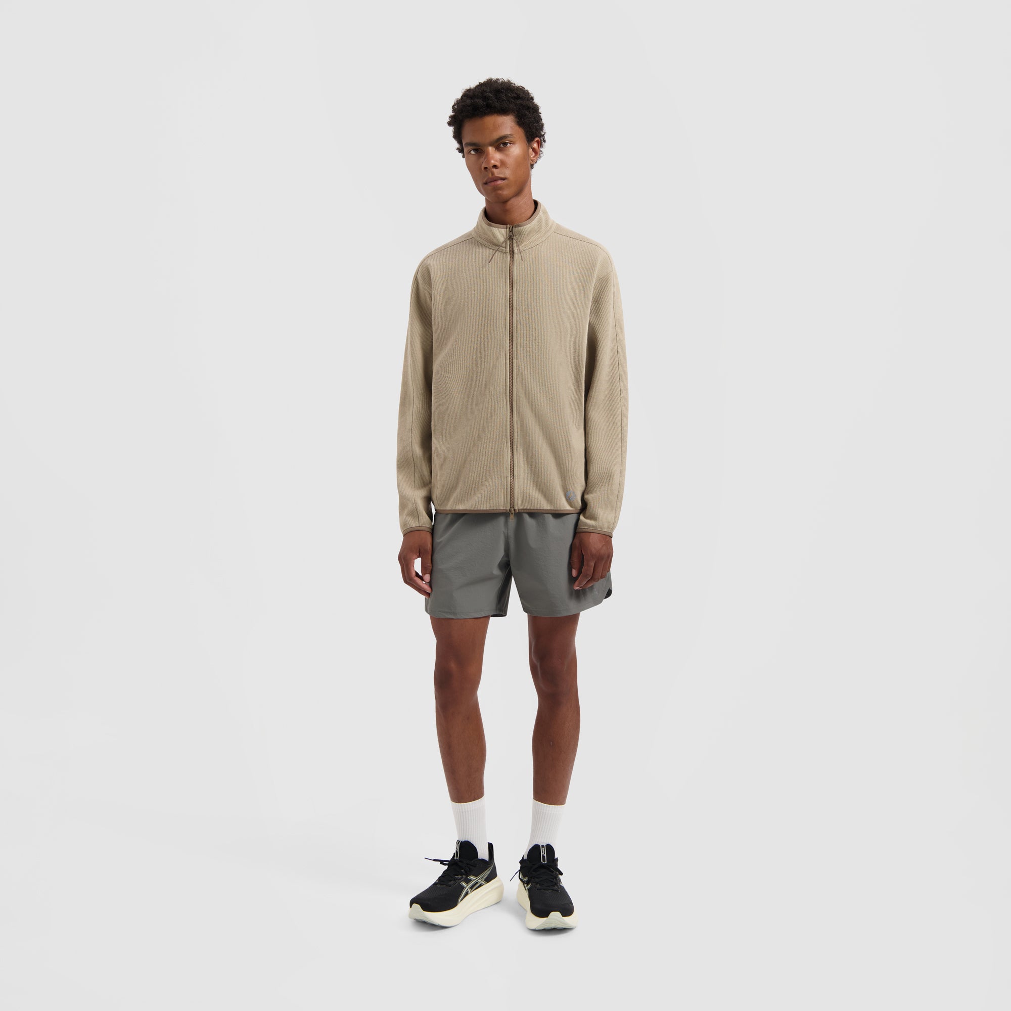 10 Year Textured Zip Mock - Greige