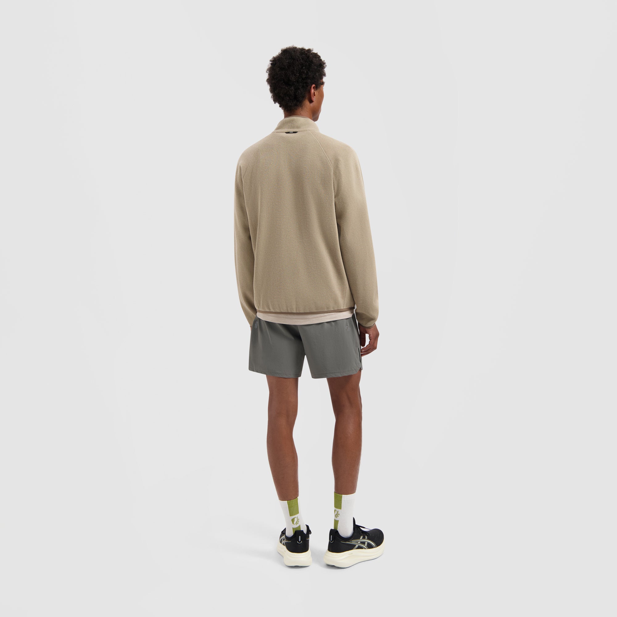10 Year Textured Zip Mock - Greige