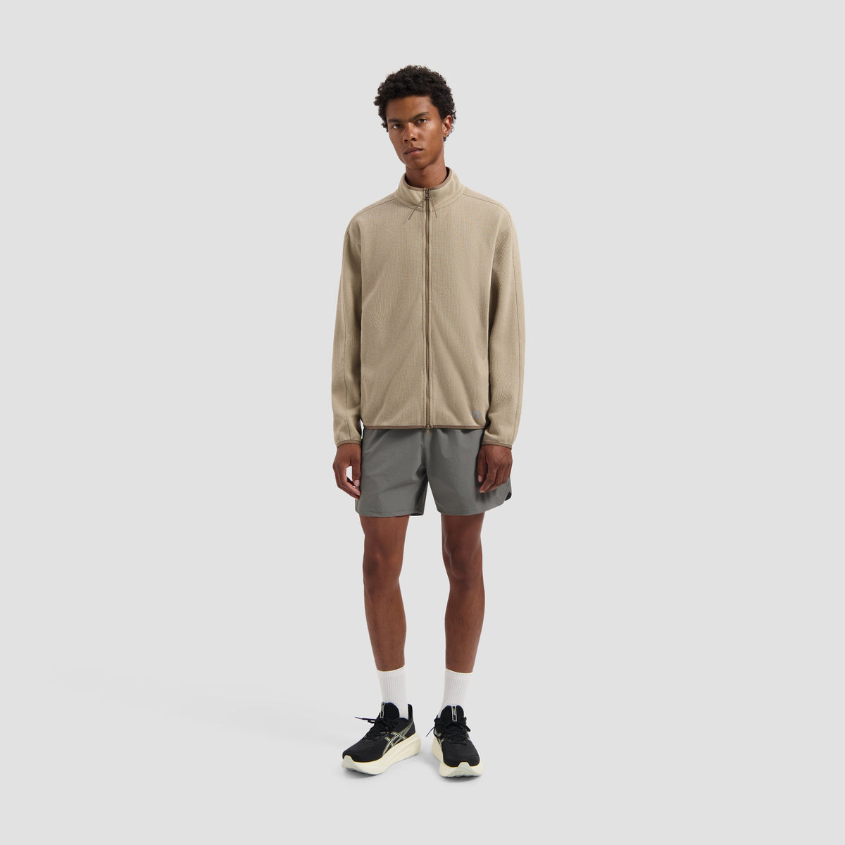 10YR TEXTURED ZIP MOCK | GREIGE
